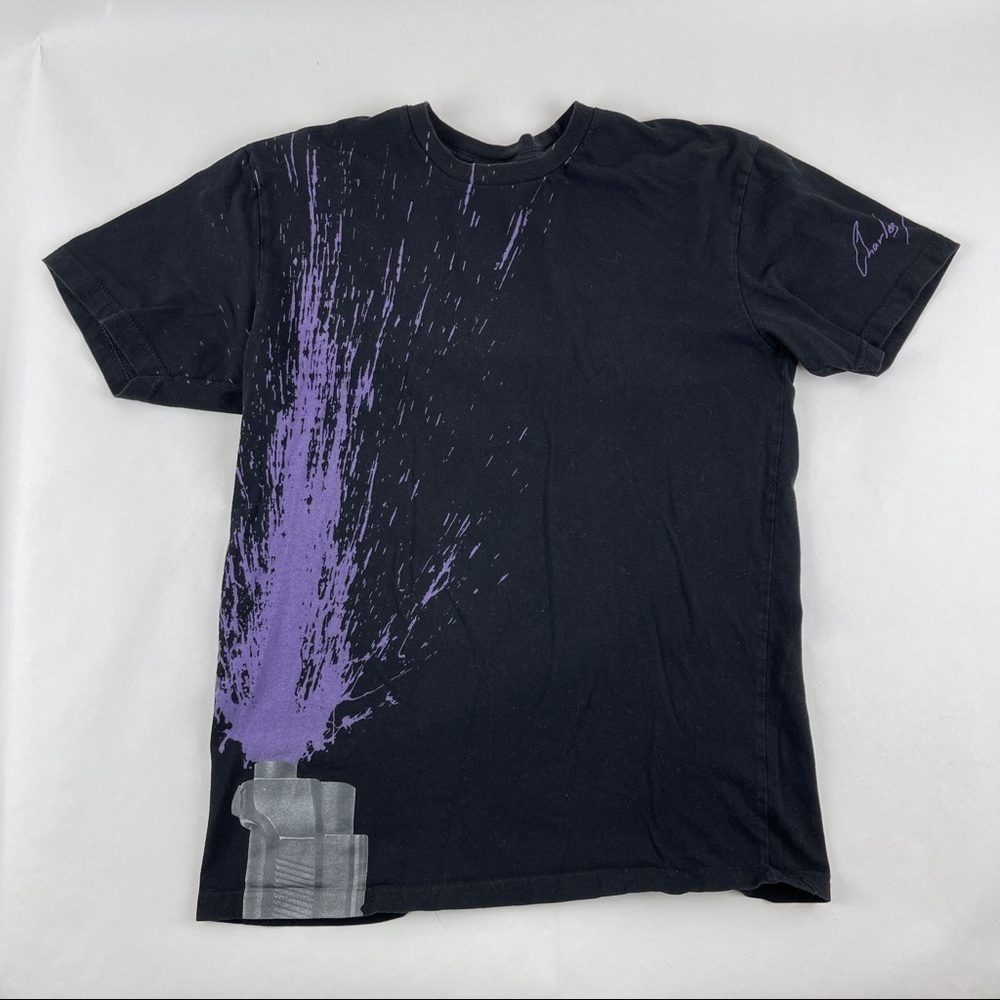 Charles Gilnick Tshirt Mens Medium Black Purple Short Sleeve Crew Neck
